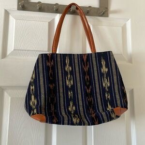 Boho navy blue shoulder tote bag baja beach